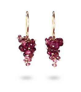 Pink Tourmaline Grape Earrings