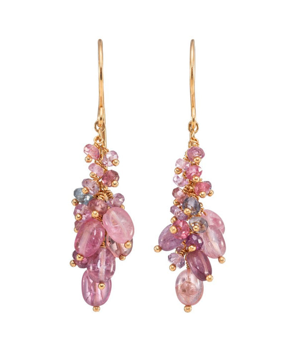 Pink Spinel Cluster Earrings