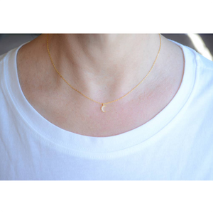 AJS CZ Moon Necklace Gold N383 GP MOON