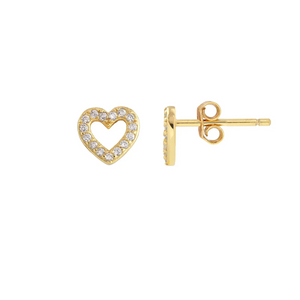 Kris Nations Heart Crystal Outline Studs Gold E770-G