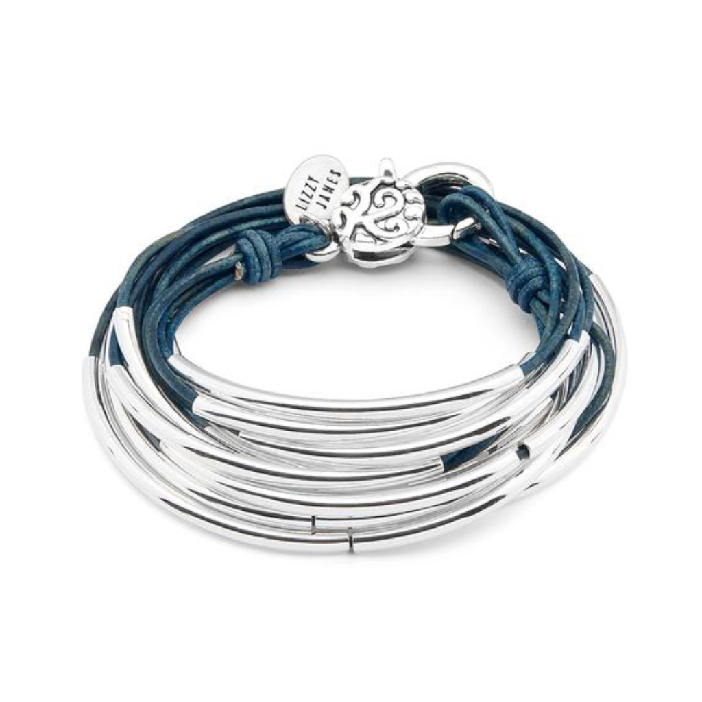 Lizzy James Lizzy Classic Silver True Blue Wrap Bracelet
