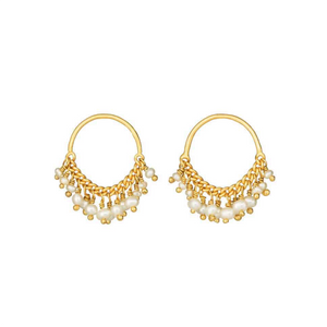 Kate Wood Pearl Loops Studs Gold LO-E02-PVY