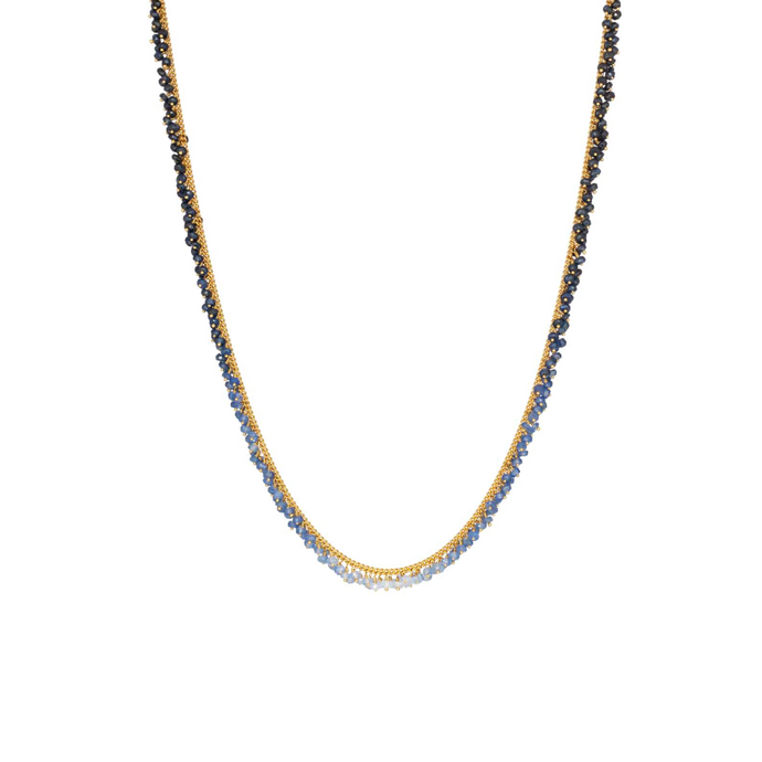 Kate Wood Sapphire Ombre Full Row Necklace Gold RO-N01-SVY