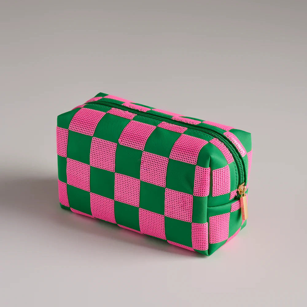 Cara Check Pattern Zip Pouch