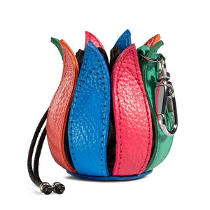 My Little Tulip Coin Purse in Structure Multi Flower Power with Black Canvas