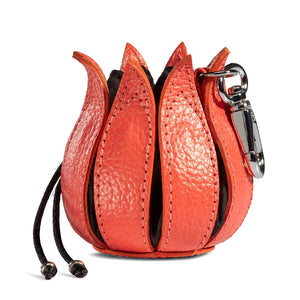 My Little Tulip Coin Purse in Salmon with Black Canvas