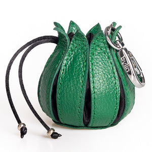 My Little Tulip Coin Purse in Structure Jamaica Green with Black Canvas