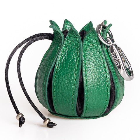 My Little Tulip Coin Purse in Structure Jamaica Green with Black Canvas