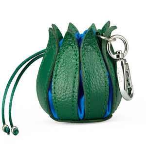 My Little Tulip Coin Purse in Structure Green with Blue Canvas