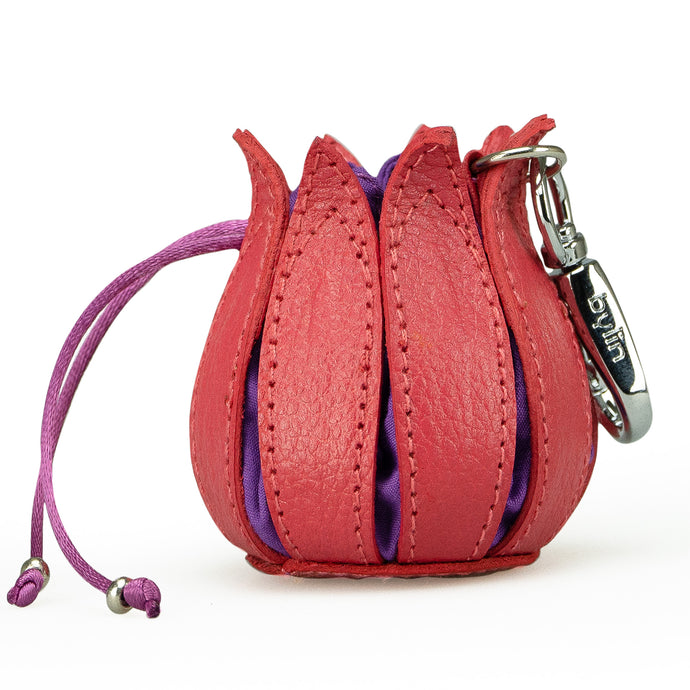 My Little Tulip Coin Purse in Structure Pink with Purple Canvas