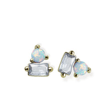 Victoria Opalite Earrings CZ Crystal Gold