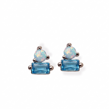Victoria Opalite Earrings CZ Blue Rose Gold