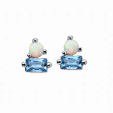 Victoria Opalite Earrings CZ Blue Silver