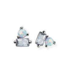 Victoria Opalite Earrings CZ Crystal Silver
