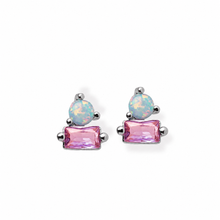 Victoria Opalite Earrings CZ Pink Silver