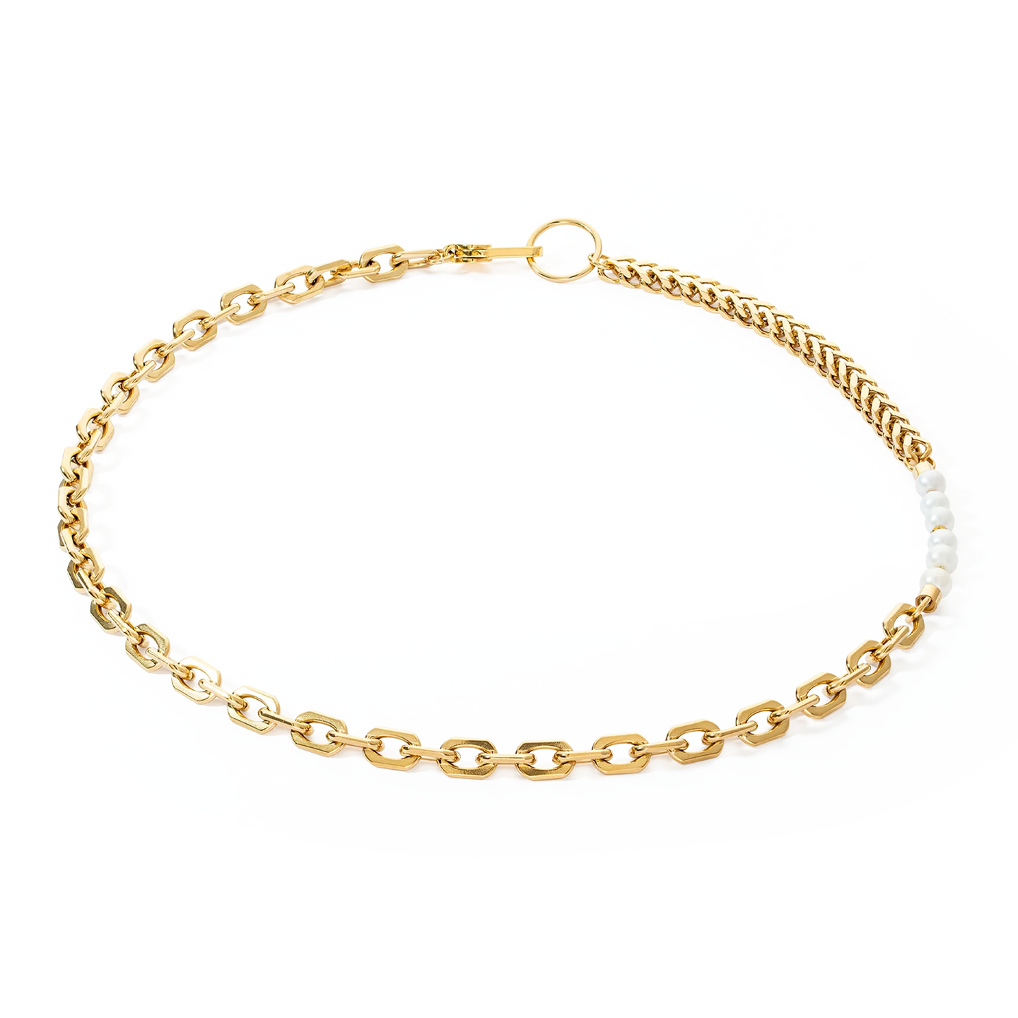 Shape Shifter Freshwater Pearl Gold Necklace