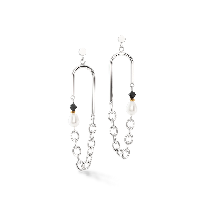Amulet Boho Pearls Black & White Earrings