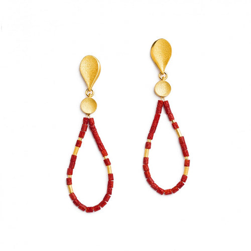 Clino Red Coral Earrings