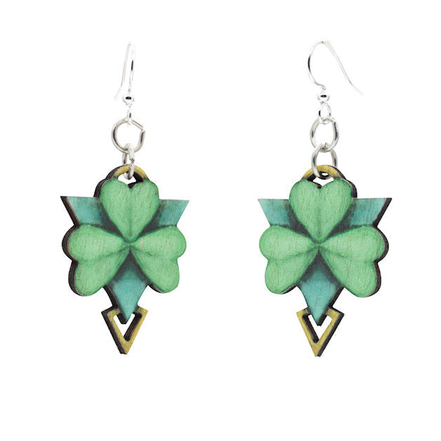 Geometric Shamrock Wood Earrings