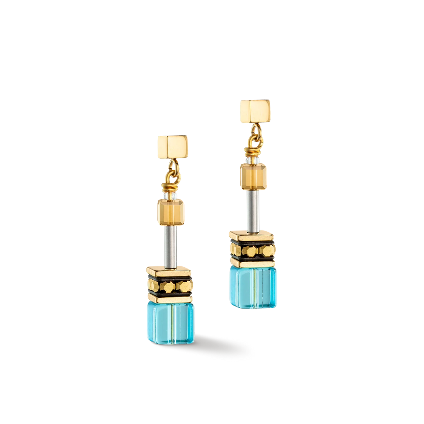 Iconic Turquoise GeoCUBE Gold Earrings