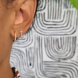 Oval Hinged Crystal Hoop Earrings