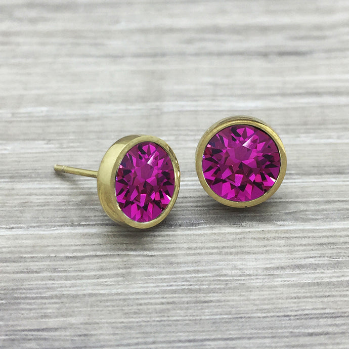 Luxe Swarovski Fuchsia Studs
