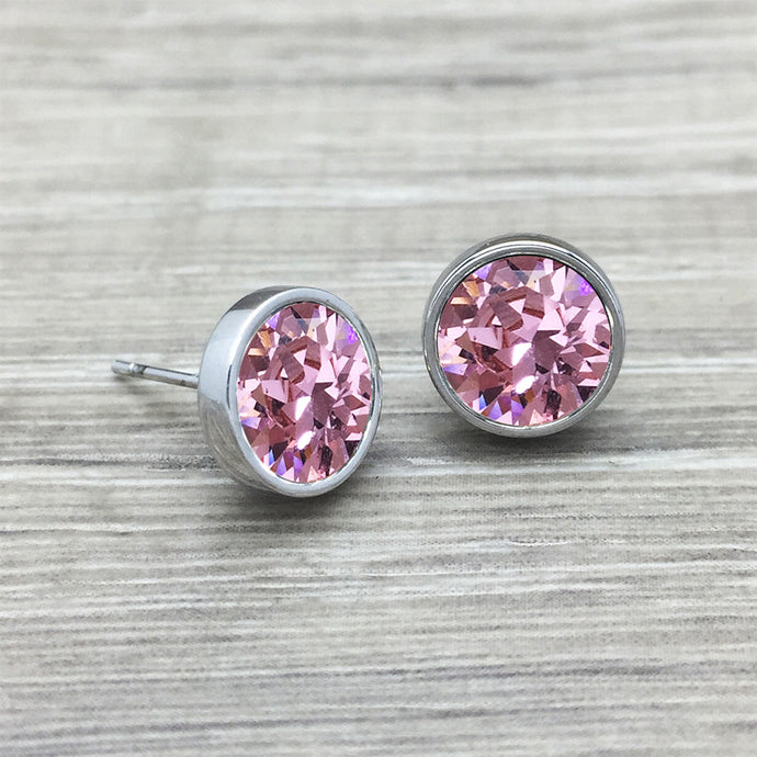 Luxe Swarovski Light Rose Studs
