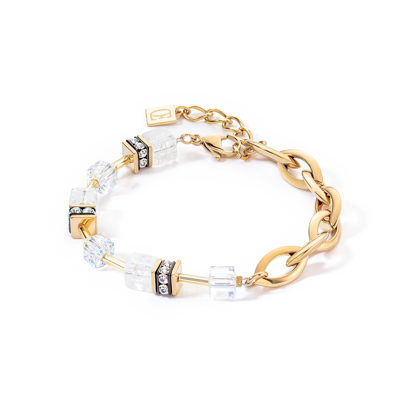 GeoCUBE Festive Layer Gold White Bracelet