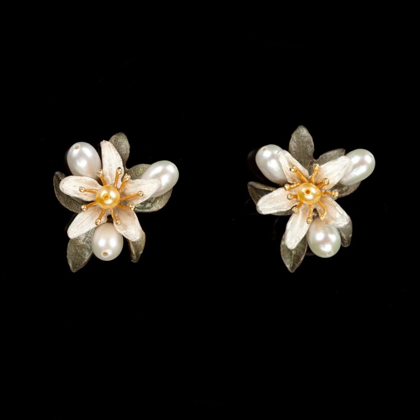 Orange Blossom Flower Clip Earrings