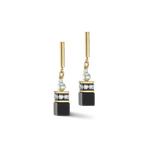 Precious Fusion Pearls GeoCUBE Gold Earrings
