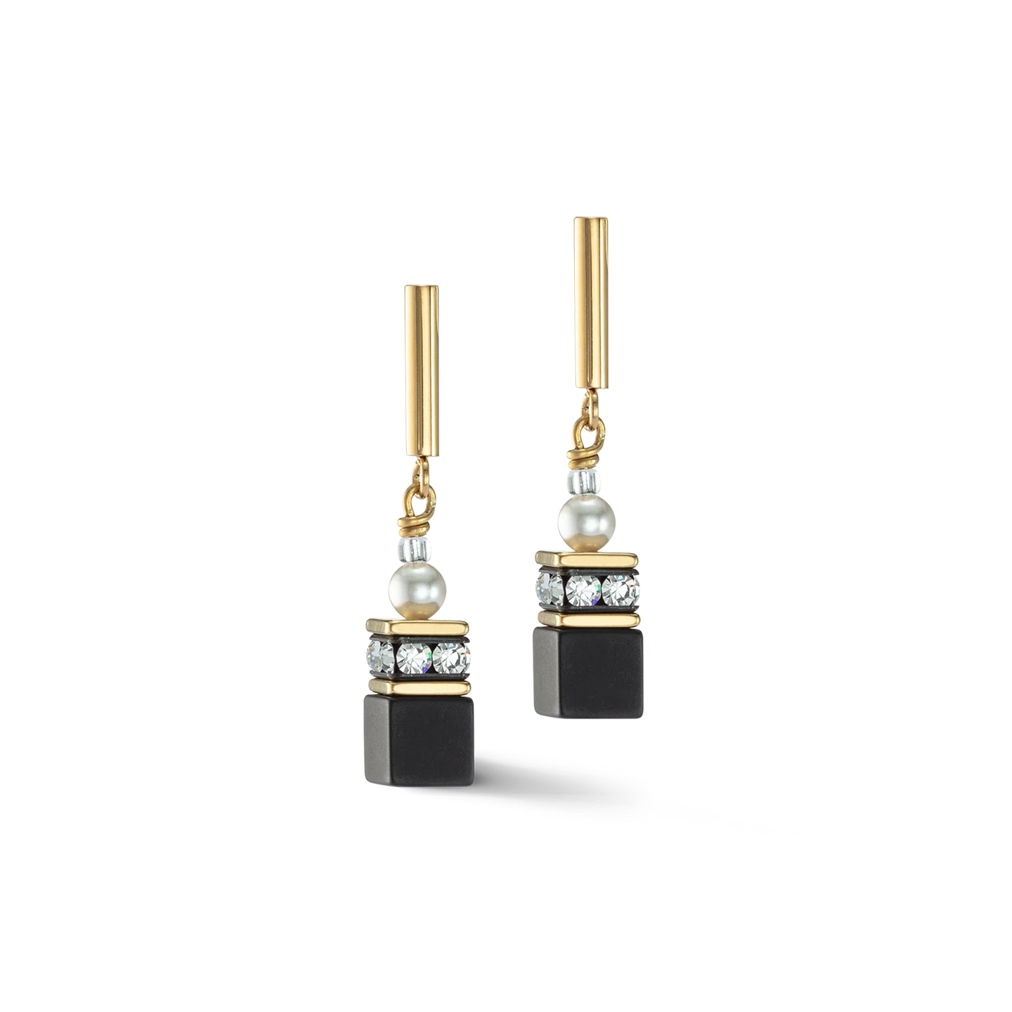 Precious Fusion Pearls GeoCUBE Gold Earrings