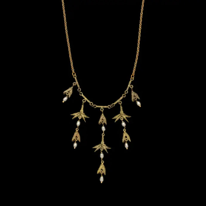Burning Bush Pod Pearl Necklace