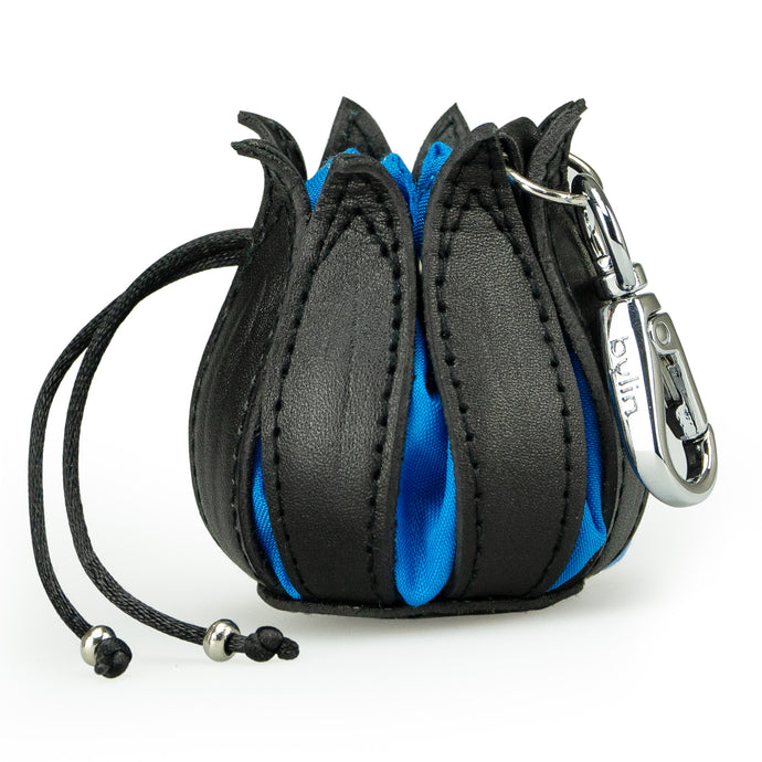 My Little Tulip Coin Purse in Classic Black/Cobalt with Black Canvas