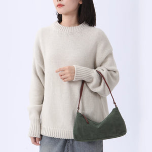 Crescent Suede Shoulder Bag