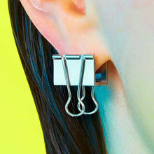 Binder Clip Single Earring Silver Worn