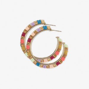 Nora Checkered Beaded Hoop Earrings
