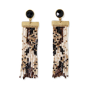 Lilah Semi-Precious Stone Post With Beaded Fringe Earrings
