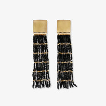 Harlow Brass Top Solid With Gold Stripe Fringe Earrings