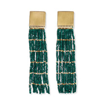Harlow Brass Top Solid With Gold Stripe Fringe Earrings