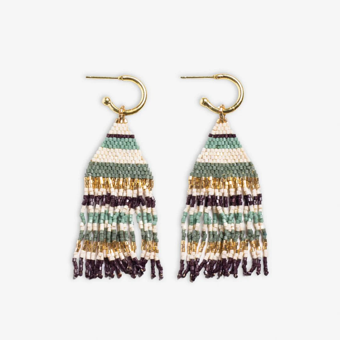 James Mini Gold Hoop Horizontal Stripe Earrings Safari