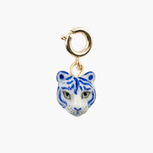 Blue & White Tiger Head Charm