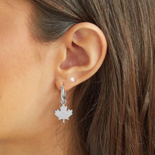 Maple Leaf Huggie Hoop Earrings