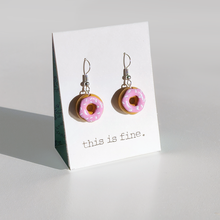 3D printed pink frosting donut dangle earrings