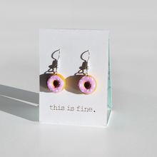 3D printed pink frosting donut dangle earrings