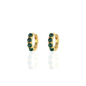 Green Malachite Huggie Hoops