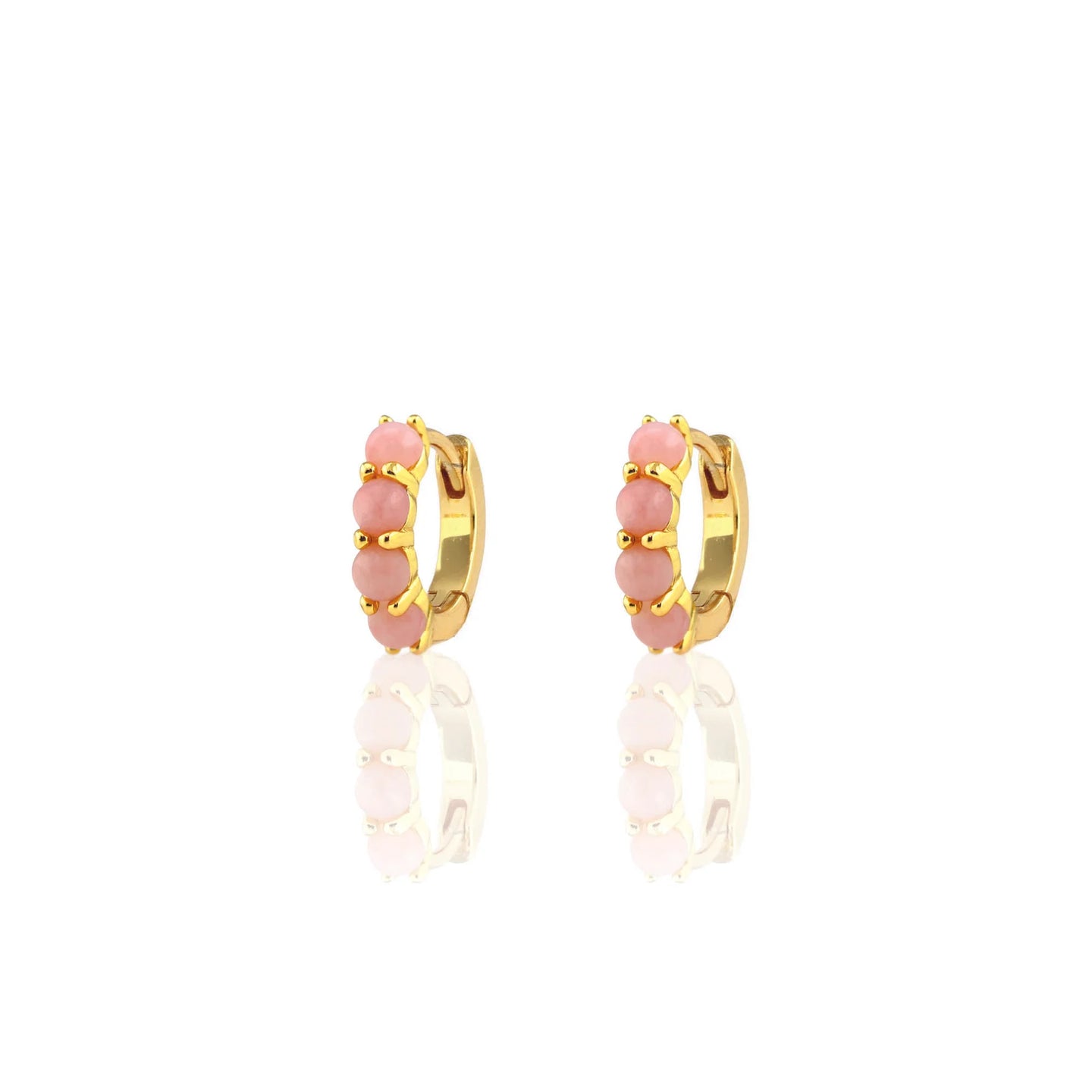 Pink Opal Huggie Hoops