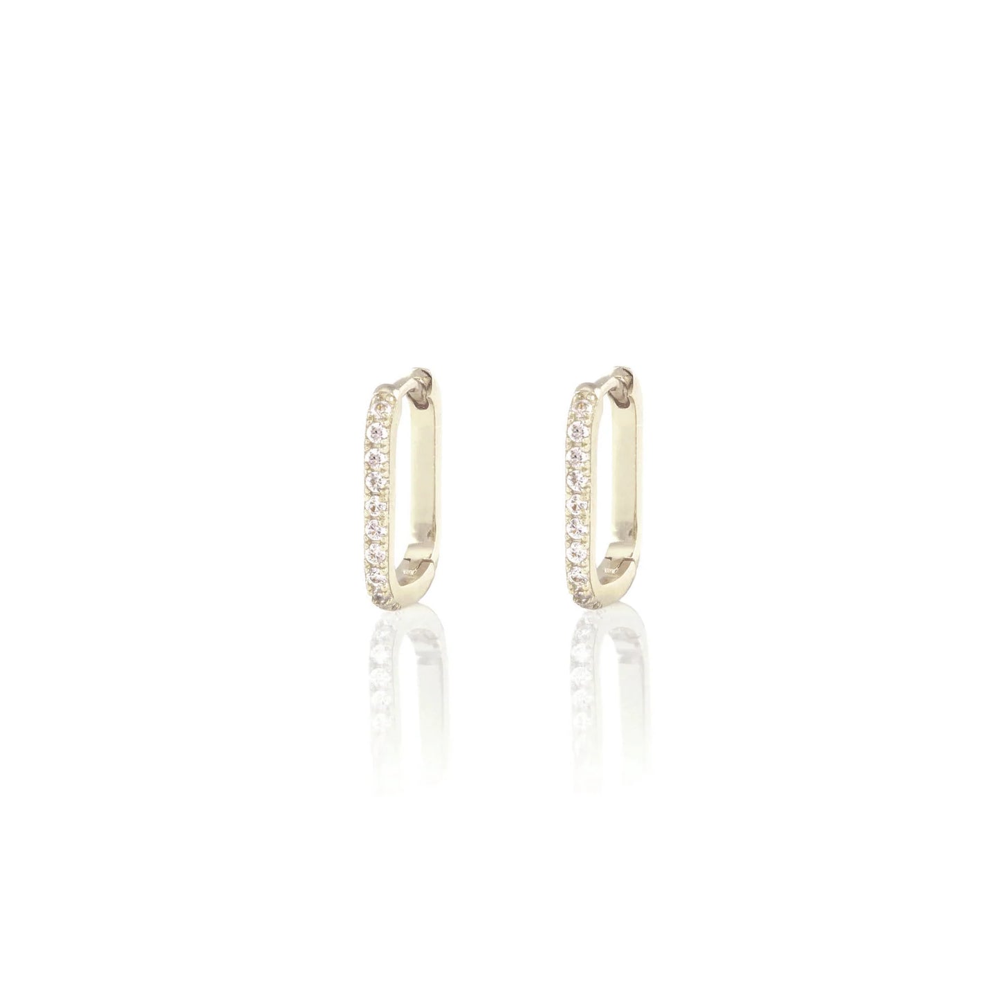 Oval Hinged Crystal Hoop Earrings