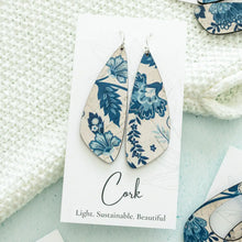 Blue & White Floral Cork Wing Earrings