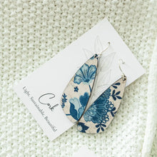 Blue & White Floral Cork Wing Earrings