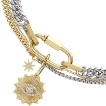 Gold and silver necklace with charms 